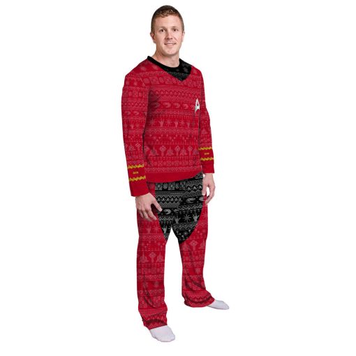 Gearhumans 3D S.T The Original Series 1966 1969 Red Ugly Christmas Custom Pajamas Set - Image 4