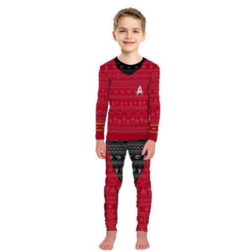Gearhumans 3D S.T The Original Series 1966 1969 Red Ugly Christmas Custom Pajamas Set - Image 6