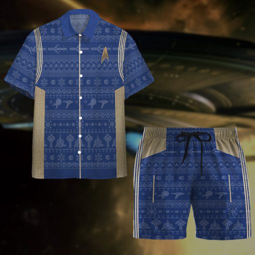 Gearhumans 3D S.T Discovery 2017 Present Ugly ChristmasCustom Men Shorts - Image 3