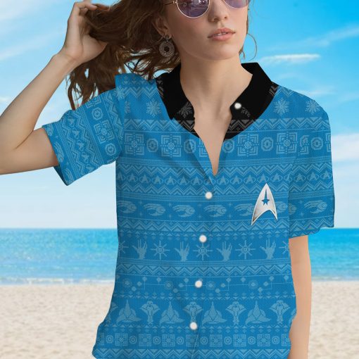 Gearhumans 3D S.T The Original Series 1966 1969 Blue Ugly Christmas Custom Hawaii Shirt 9 Gearhumans 3D S.T The Original Series 1966 1969 Blue Ugly Christmas Custom Hawaii Shirt - Image 9