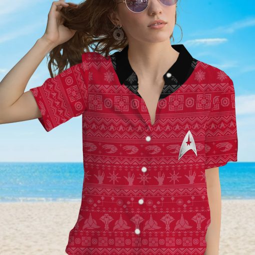 Gearhumans 3D S.T The Original Series 1966 1969 Red Ugly Christmas Custom Hawaii Shirt - Image 9