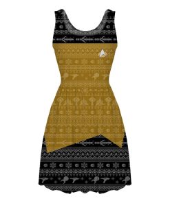 Gearhumans 3D S.T The Next Generation 1987 Yellow Ugly Christmas Custom Women Dress