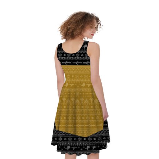 Gearhumans 3D S.T The Next Generation 1987 Yellow Ugly Christmas Custom Women Dress - Image 2