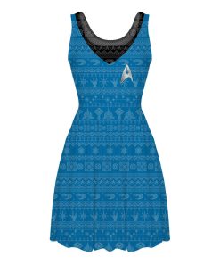 Gearhumans 3D S.T The Original Series 1966 1969 Blue Ugly Christmas Custom Women Dress
