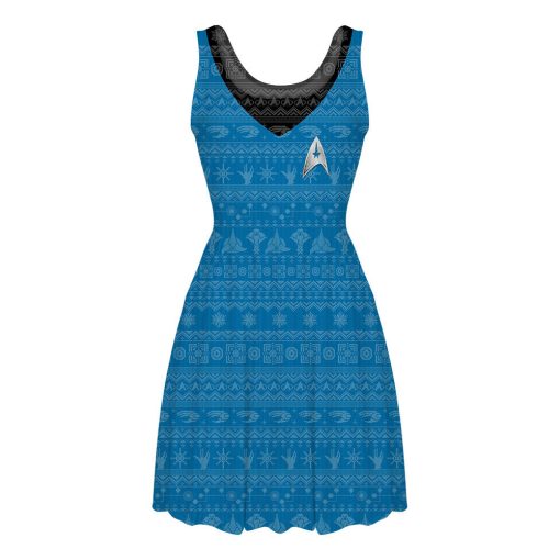 Gearhumans 3D S.T The Original Series 1966 1969 Blue Ugly Christmas Custom Women Dress