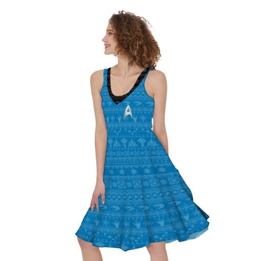 Gearhumans 3D S.T The Original Series 1966 1969 Blue Ugly Christmas Custom Women Dress - Image 3