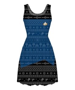 Gearhumans 3D S.T The Next Generation 1987 Blue Ugly Christmas Custom Women Dress