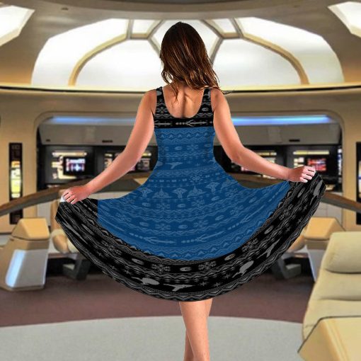 Gearhumans 3D S.T The Next Generation 1987 Blue Ugly Christmas Custom Women Dress - Image 5