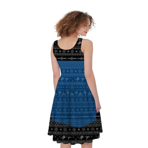 Gearhumans 3D S.T The Next Generation 1987 Blue Ugly Christmas Custom Women Dress - Image 3