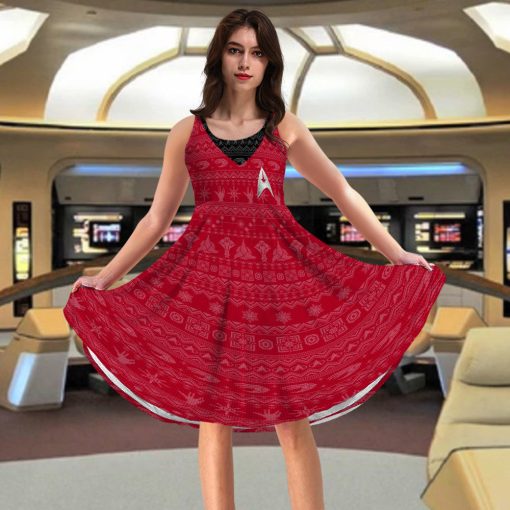 Gearhumans 3D S.T The Original Series 1966 1969 Red Ugly Christmas Custom Women Dress 5 Gearhumans 3D S.T The Original Series 1966 1969 Red Ugly Christmas Custom Women Dress - Image 5