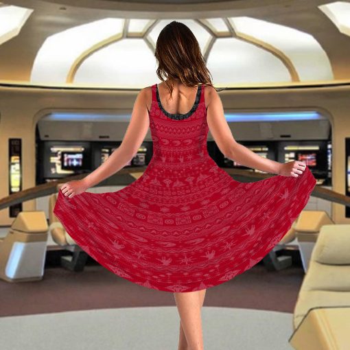Gearhumans 3D S.T The Original Series 1966 1969 Red Ugly Christmas Custom Women Dress 4 Gearhumans 3D S.T The Original Series 1966 1969 Red Ugly Christmas Custom Women Dress - Image 4