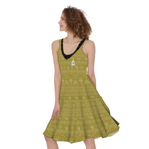Gearhumans 3D S.T The Original Series 1966 1969 Yellow Ugly Christmas Custom Women Dress - Image 2