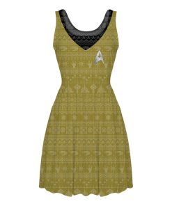Gearhumans 3D S.T The Original Series 1966 1969 Yellow Ugly Christmas Custom Women Dress