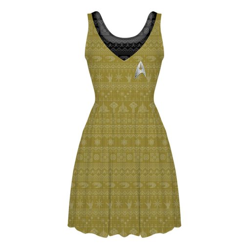 Gearhumans 3D S.T The Original Series 1966 1969 Yellow Ugly Christmas Custom Women Dress