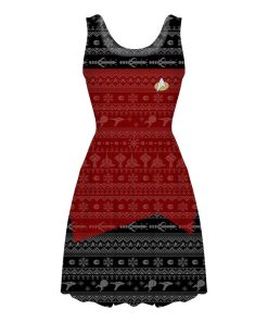 Gearhumans 3D S.T The Next Generation 1987 Red Ugly Christmas Custom Women Dress