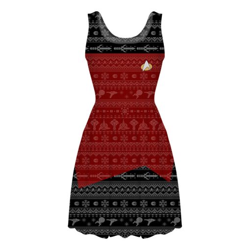 Gearhumans 3D S.T The Next Generation 1987 Red Ugly Christmas Custom Women Dress