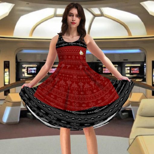 Gearhumans 3D S.T The Next Generation 1987 Red Ugly Christmas Custom Women Dress - Image 4