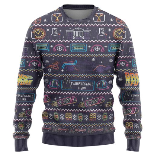 Gearhumans 3D Back To The Future Christmas Edition Custom Ugly Long sleeve 2 Gearhumans 3D Back To The Future Christmas Edition Custom Ugly Long sleeve
