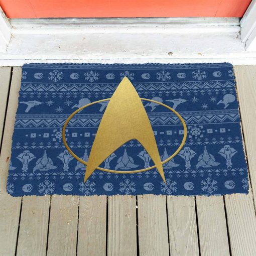 Gearhumans 3D S.T The Next Generation 1987 Blue Ugly Christmas Custom Doormat - Image 3