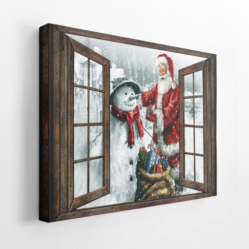 Gearhumans 3D Joyful Santa and Snowman Christmas Custom Canvas 2 Gearhumans 3D Joyful Santa and Snowman Christmas Custom Canvas - Image 2