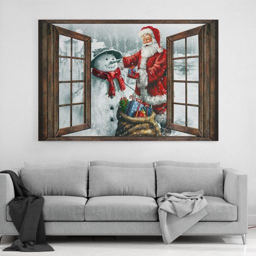Gearhumans 3D Joyful Santa and Snowman Christmas Custom Canvas 4 Gearhumans 3D Joyful Santa and Snowman Christmas Custom Canvas - Image 4