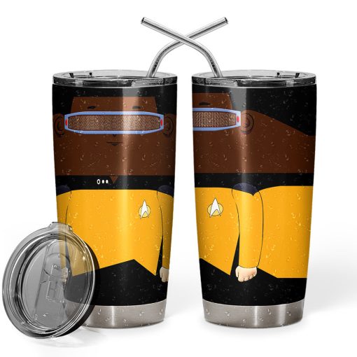 Gearhumans 3D S.T Geordi La Forge Ugly Christmas Edition Custom Tumbler
