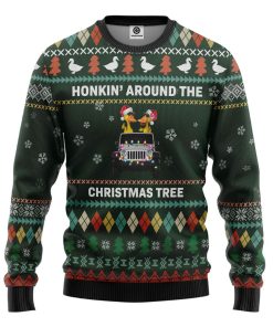 Gearhumans 3D Travelling Duck Red Truck Christmas Custom Ugly Sweater