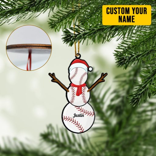Gearhumans 3D Christmas Baseball Balls Santa Snowman Custom Name Ornament - Image 4