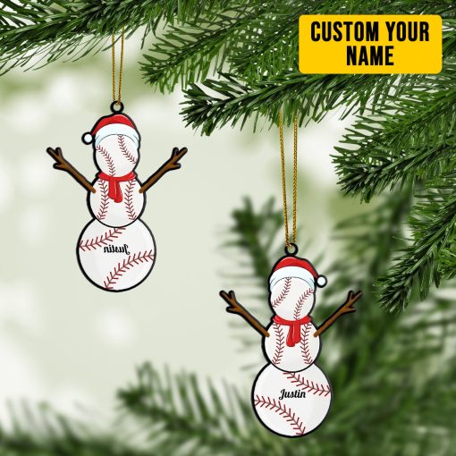 Gearhumans 3D Christmas Baseball Balls Santa Snowman Custom Name Ornament - Image 5