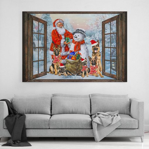 Gearhumans 3D Santa And German Shepherd Dog Custom Christmas Ornament - Image 4