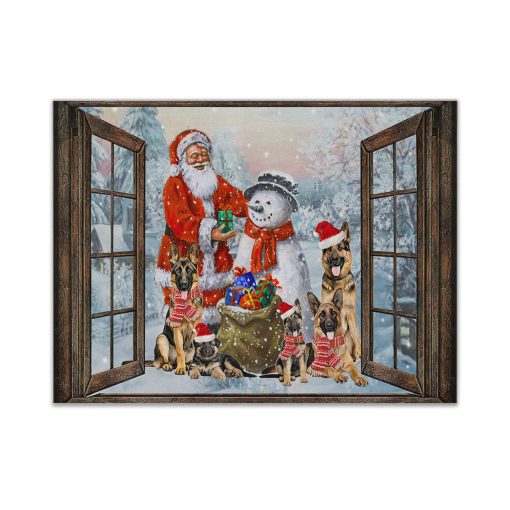 Gearhumans 3D Santa And German Shepherd Dog Custom Christmas Ornament