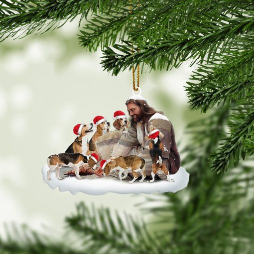 Gearhumans 3D Jesus And Chihuahua Dogs Christmas Custom Ornament - Image 2