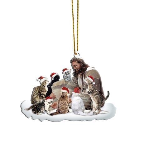 Gearhumans 3D Jesus And Cats Christmas Custom Ornament