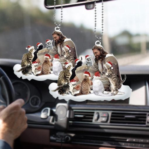 Gearhumans 3D Jesus And Cats Christmas Custom Ornament