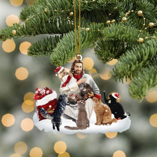 Gearhumans 3D Jesus And Cats Christmas Custom Ornament - Image 4