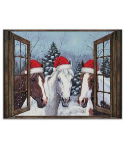 Gearhumans 3D Christmas Horse Barn Farmhouse Custom Canvas