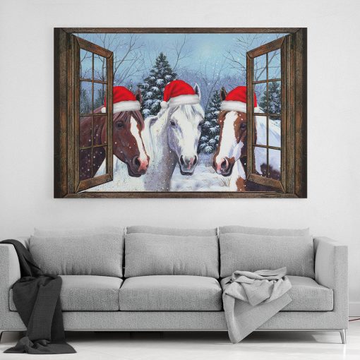 Gearhumans 3D Christmas Horse Barn Farmhouse Custom Canvas