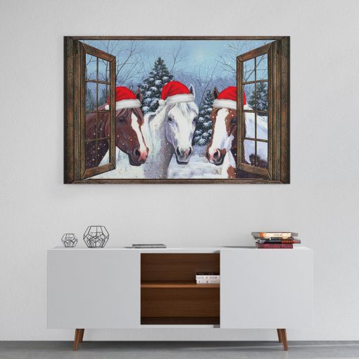 Gearhumans 3D Christmas Horse Barn Farmhouse Custom Canvas