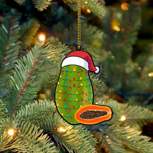 Gearhumans 3D Christmas Santa Hat Papaya Fruit Christmas Custom Ornament - Image 5