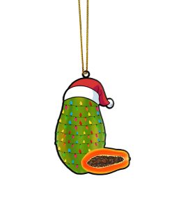 Gearhumans 3D Christmas Santa Hat Papaya Fruit Christmas Custom Ornament