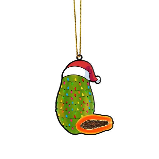 Gearhumans 3D Christmas Santa Hat Papaya Fruit Christmas Custom Ornament