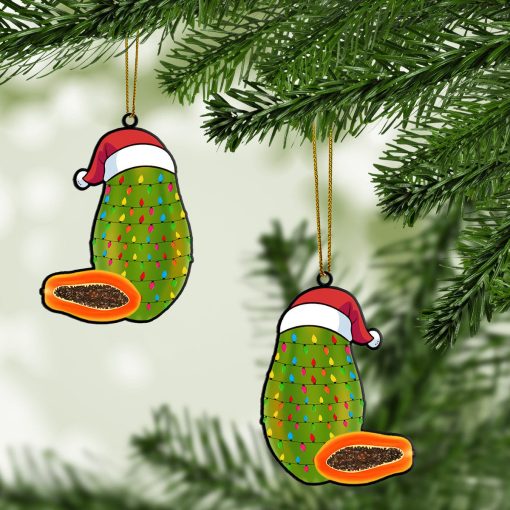 Gearhumans 3D Christmas Santa Hat Papaya Fruit Christmas Custom Ornament - Image 2