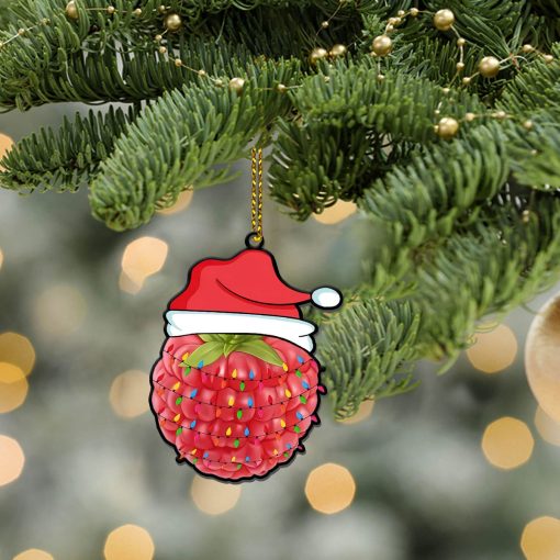 Gearhumans 3D Christmas Santa Hat Raspberry Fruit Christmas Custom Ornament 2 Gearhumans 3D Christmas Santa Hat Raspberry Fruit Christmas Custom Ornament - Image 2