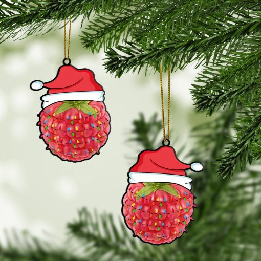 Gearhumans 3D Christmas Santa Hat Raspberry Fruit Christmas Custom Ornament 4 Gearhumans 3D Christmas Santa Hat Raspberry Fruit Christmas Custom Ornament - Image 4