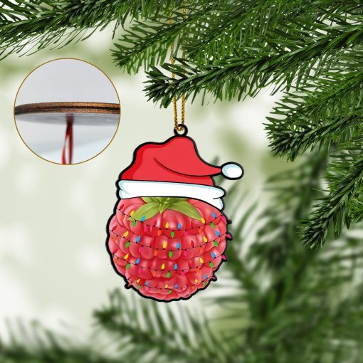 Gearhumans 3D Christmas Santa Hat Raspberry Fruit Christmas Custom Ornament 5 Gearhumans 3D Christmas Santa Hat Raspberry Fruit Christmas Custom Ornament - Image 5