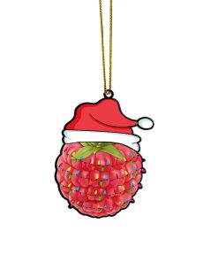 Gearhumans 3D Christmas Santa Hat Raspberry Fruit Christmas Custom Ornament