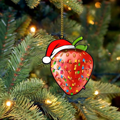 Gearhumans 3D Christmas Santa Hat Strawberry Fruit Christmas Custom Ornament 5 Gearhumans 3D Christmas Santa Hat Strawberry Fruit Christmas Custom Ornament - Image 5
