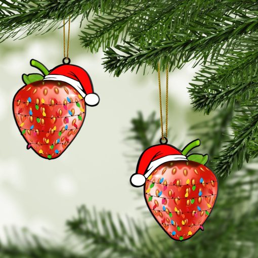 Gearhumans 3D Christmas Santa Hat Strawberry Fruit Christmas Custom Ornament 4 Gearhumans 3D Christmas Santa Hat Strawberry Fruit Christmas Custom Ornament - Image 4