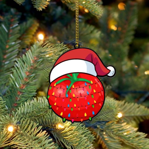 Gearhumans 3D Christmas Santa Hat Tomato Fruit Christmas Custom Ornament 2 Gearhumans 3D Christmas Santa Hat Tomato Fruit Christmas Custom Ornament - Image 2