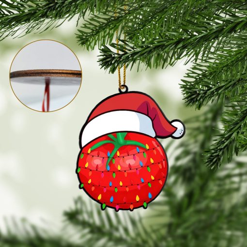 Gearhumans 3D Christmas Santa Hat Tomato Fruit Christmas Custom Ornament 4 Gearhumans 3D Christmas Santa Hat Tomato Fruit Christmas Custom Ornament - Image 4